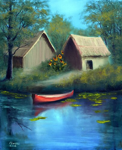 Barn Idyllic von Elena Lukina, Malerei kaufen auf Singulart