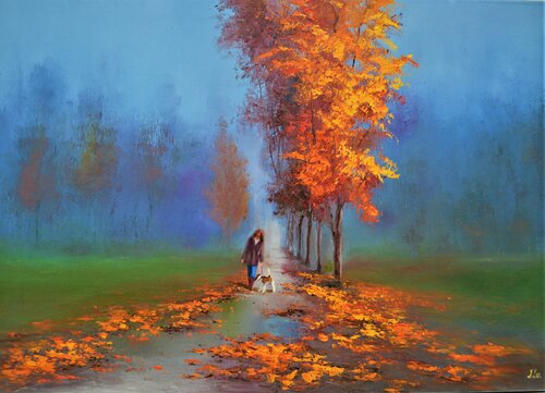 Autumn promenade di Elena Lukina, Pittura in vendita su Singulart