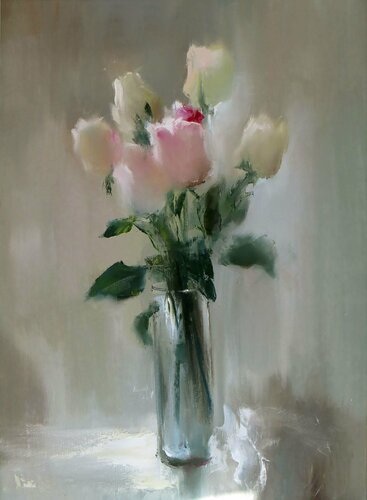 The Genesis of Silence: Pale Roses (2012) di Elena Lukina, Pittura in vendita su Singulart