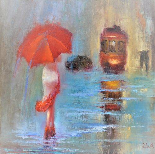 Red Lights Meeting van Elena Lukina, Schilderij te koop op Singulart