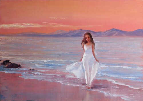 Pink coast von Elena Lukina, Malerei kaufen auf Singulart