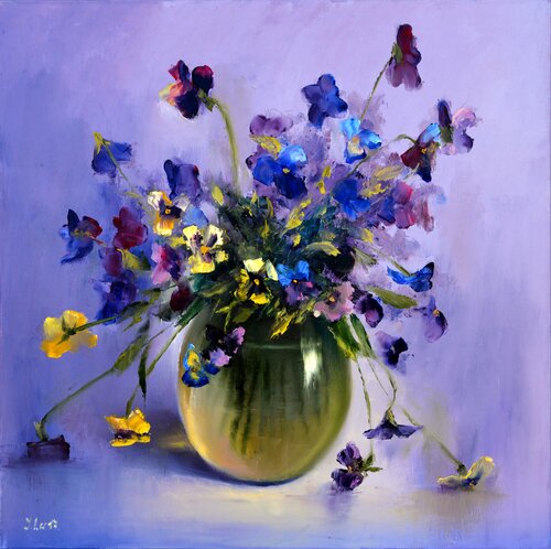 Pansies van Elena Lukina, Schilderij te koop op Singulart