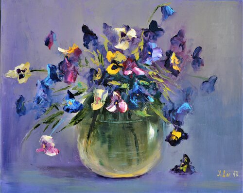 Pansies bouquet di Elena Lukina, Pittura in vendita su Singulart