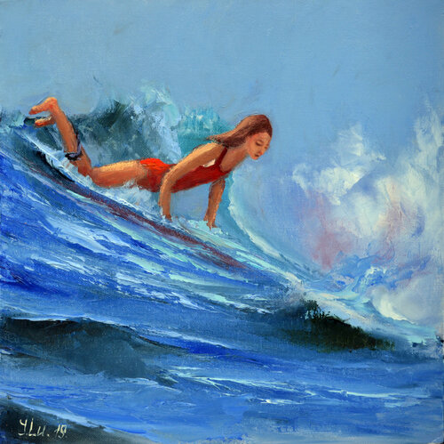 Surfing Ride di Elena Lukina, Pittura in vendita su Singulart