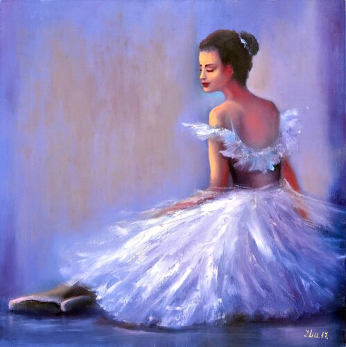 Ballerina. Original impasto oil figurative Medium painting. de Elena Lukina, Pintura a la venta en Singulart