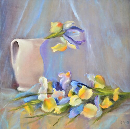 Bouquet of Irises di Elena Lukina, Pittura in vendita su Singulart