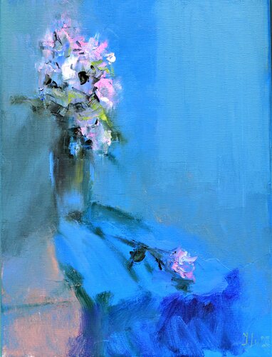 Impromptu with a morning rose di Elena Lukina, Pittura in vendita su Singulart