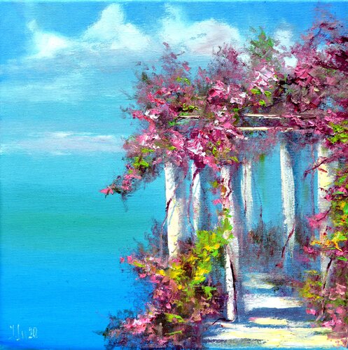 Blooming terrace di Elena Lukina, Pittura in vendita su Singulart