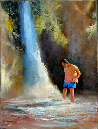 At the King David Falls in the Holy Land. van Elena Lukina, Schilderij te koop op Singulart