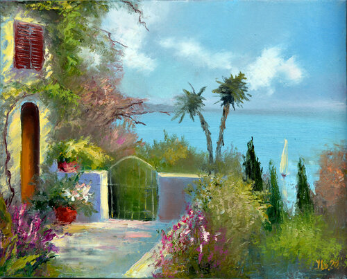 Sunny terrace di Elena Lukina, Pittura in vendita su Singulart