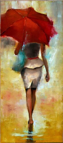 Under the red umbrella di Elena Lukina, Pittura in vendita su Singulart