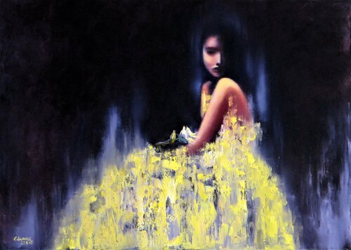 Yellow rose by Elena Lukina, Painting for Sale on Singulart