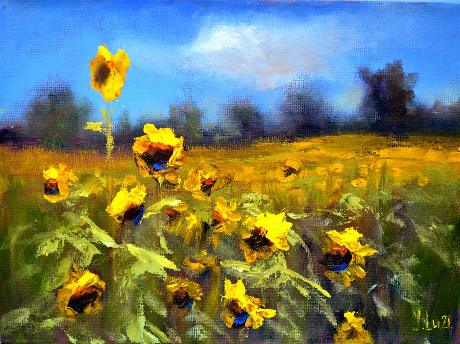Sunflowers field 3D Elena Lukina