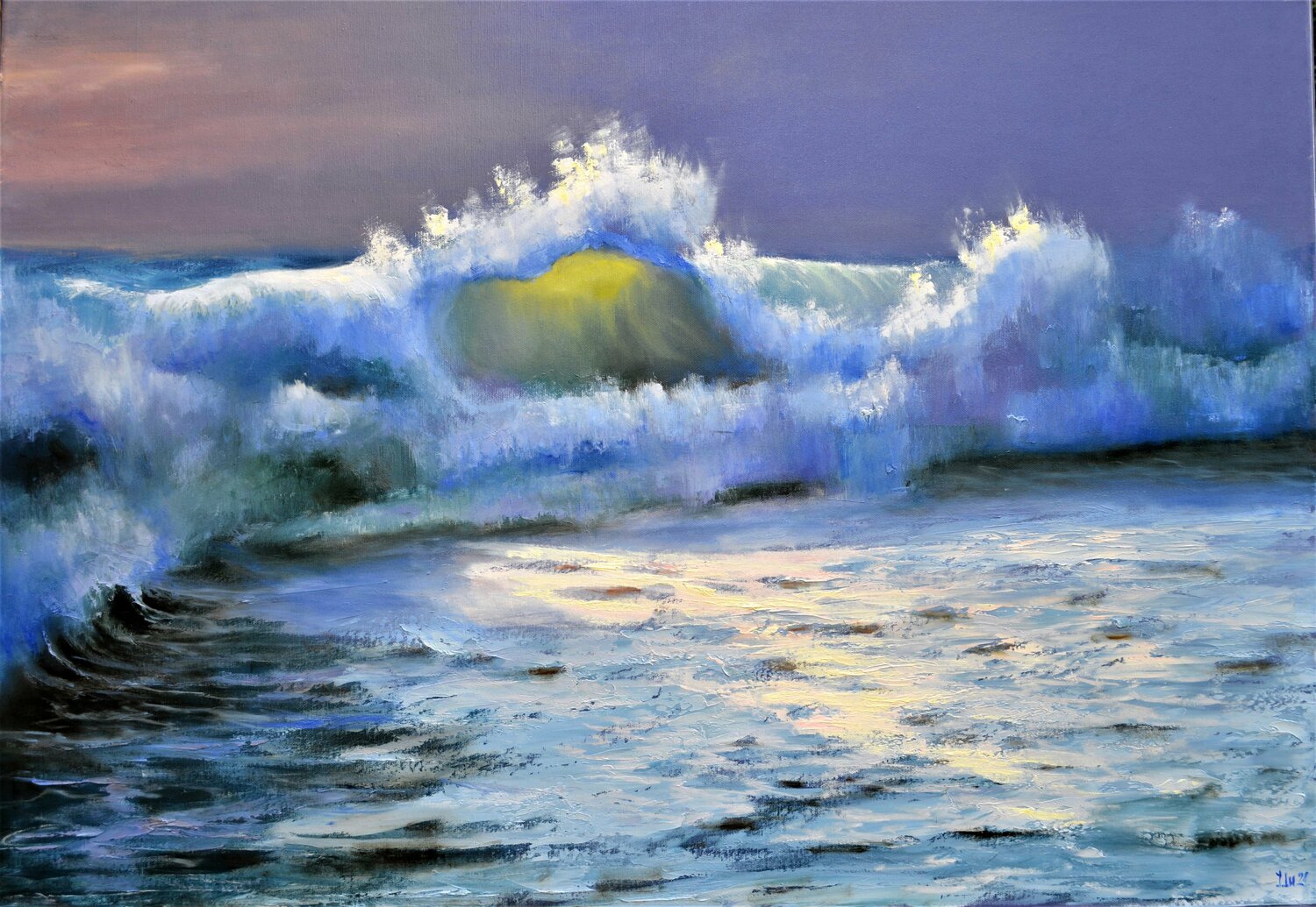 The last ray of light at sunset Elena Lukina Originalgemälde zu verkaufen