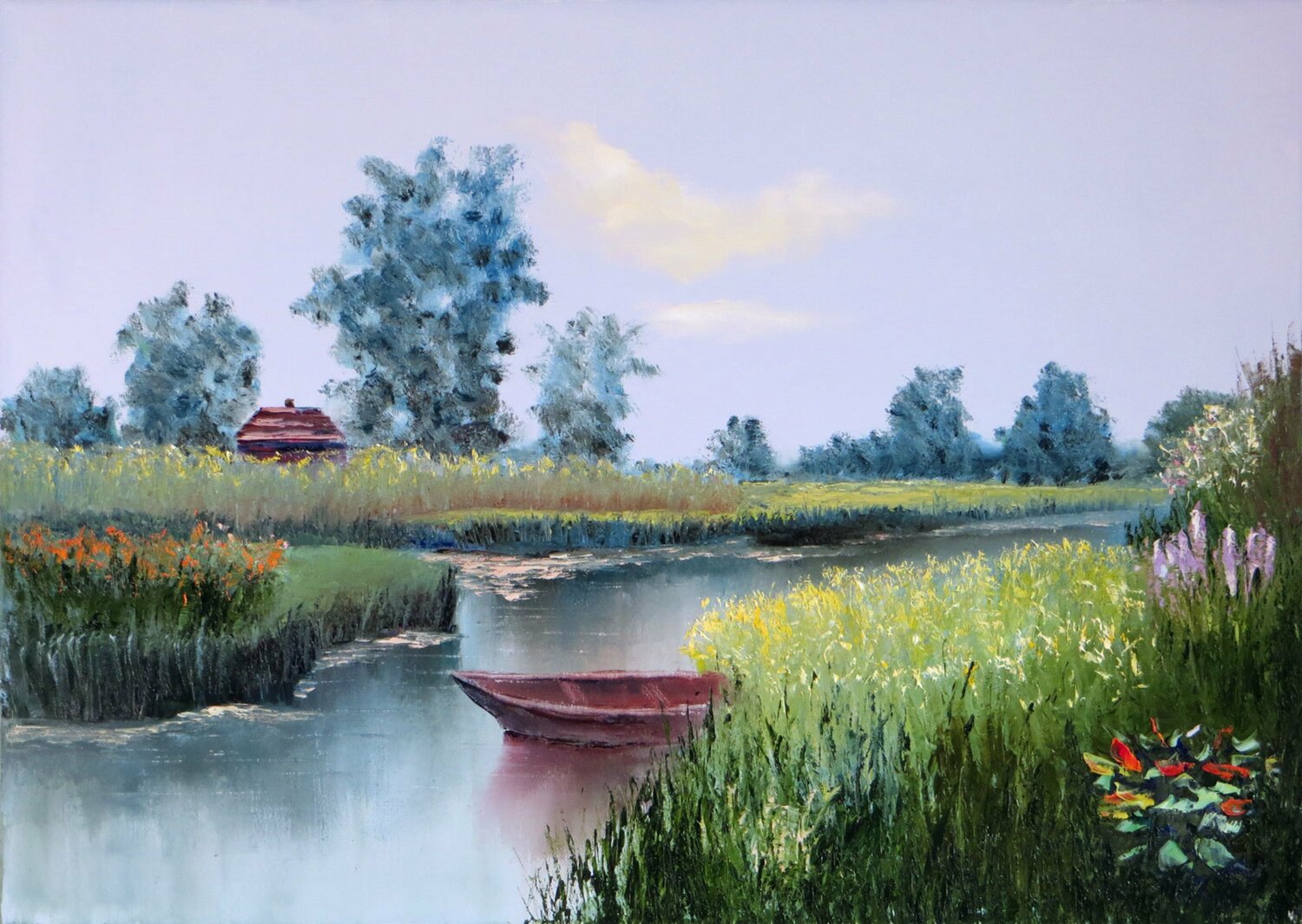 Rural landscape with a boat Elena Lukina