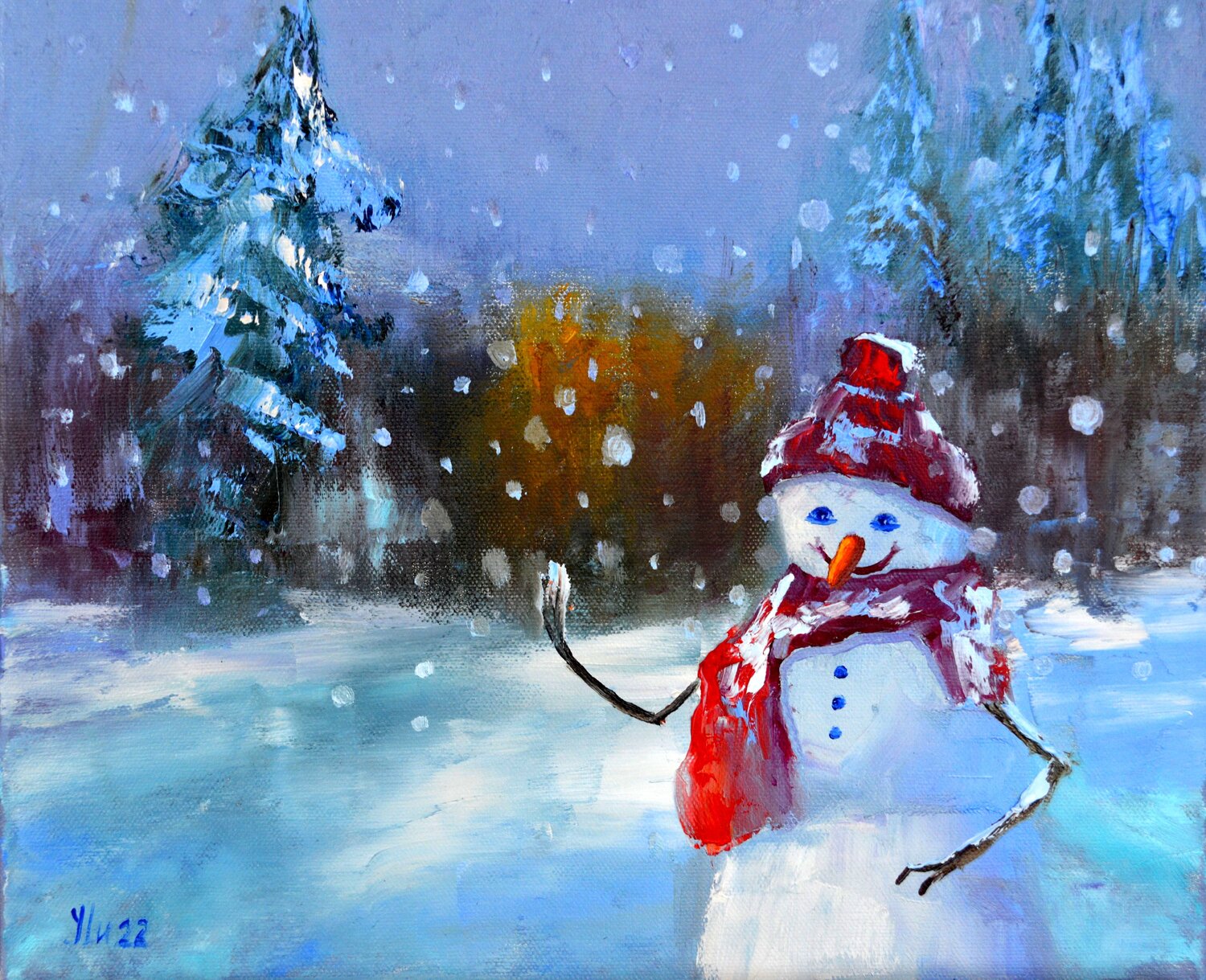 Snowman in a fairy forest Elena Lukina