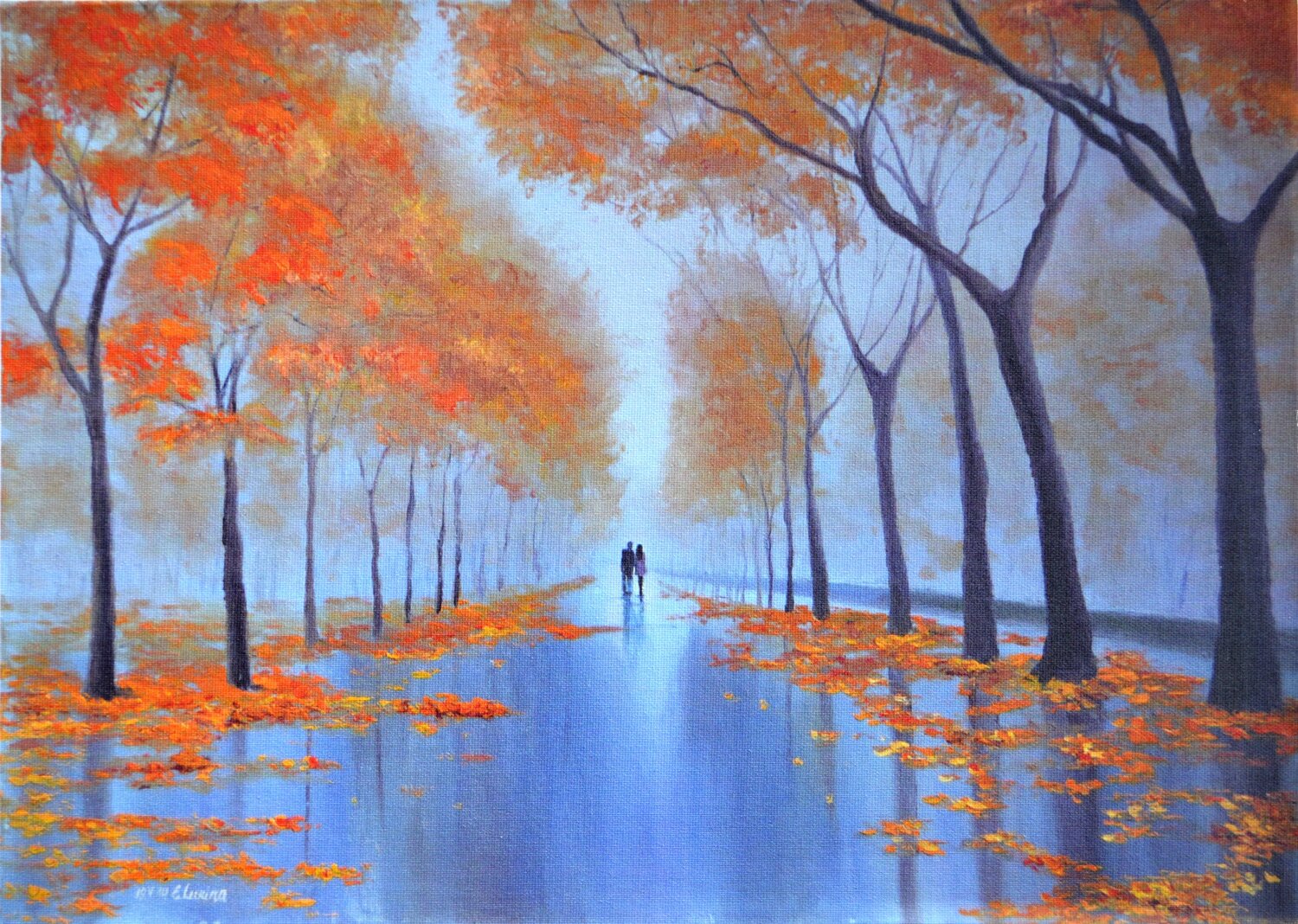 Along the Golden Alley 30X40 Elena Lukina Druck zu verkaufen