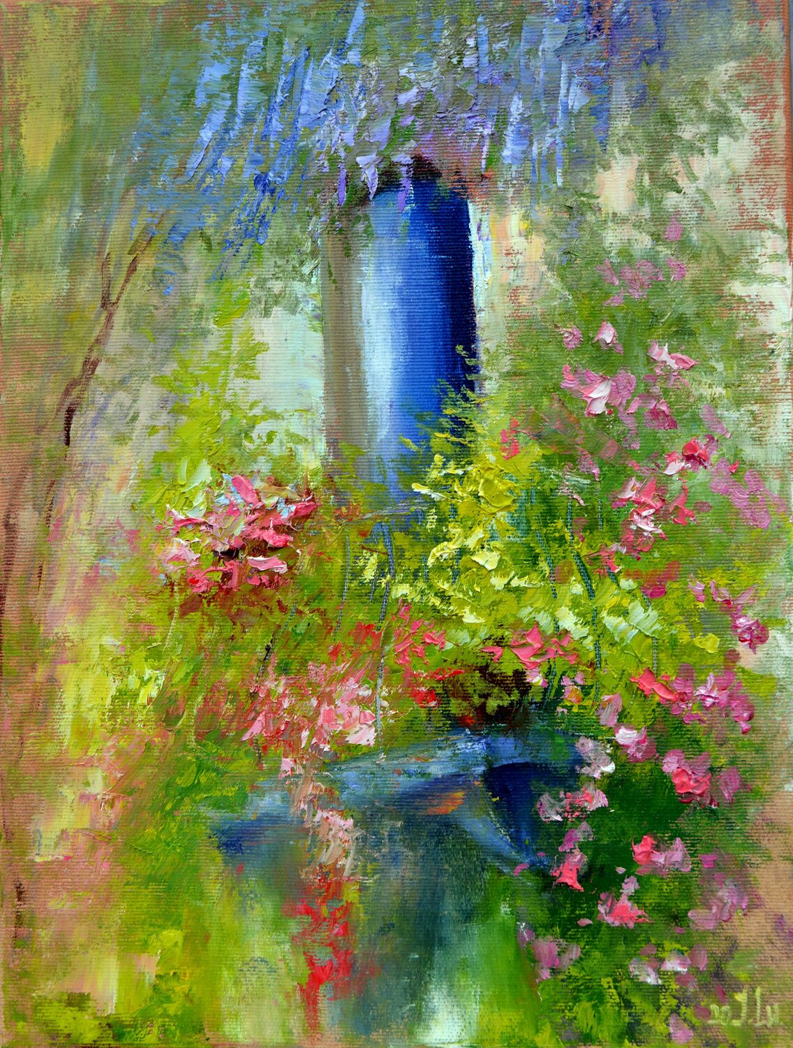 Blooming balcony Elena Lukina Peinture originale à vendre