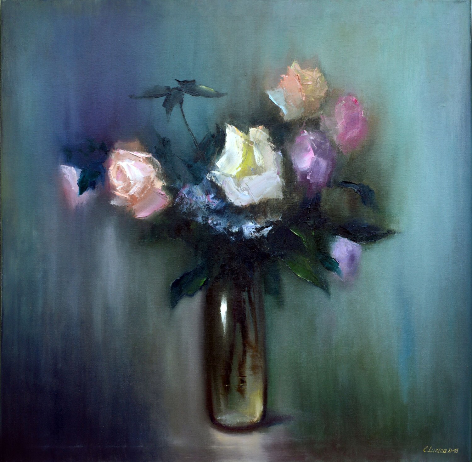 Still-life with bouquet of roses Elena Lukina Originalgemälde zu verkaufen