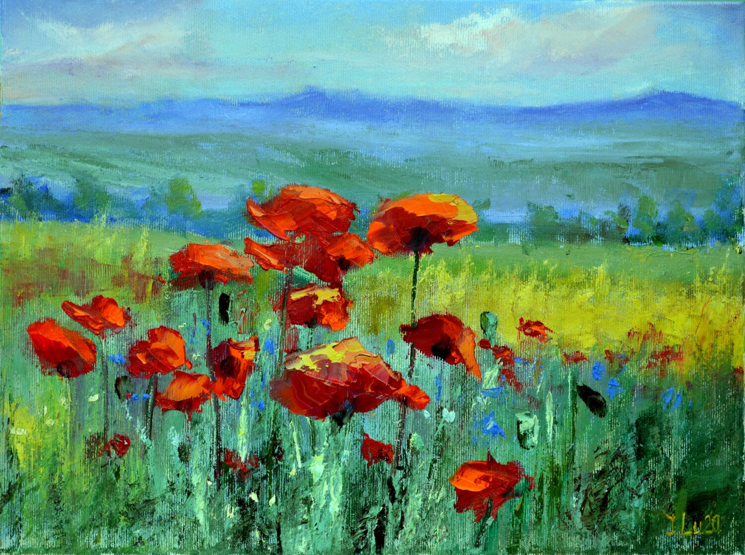 Field with scarlet poppies Elena Lukina