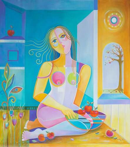 Eva y sus Manzanas van Marlina Vera, Schilderij te koop op Singulart