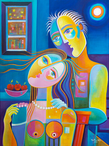 Lovers and the Three Apples by Marlina Vera, Painting for Sale on Singulart