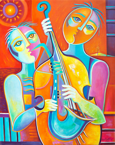 Two Musicians van Marlina Vera, Schilderij te koop op Singulart