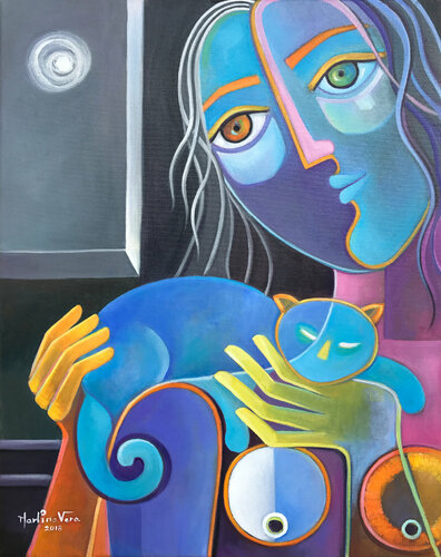 Cat Lover # 4 van Marlina Vera, Schilderij te koop op Singulart
