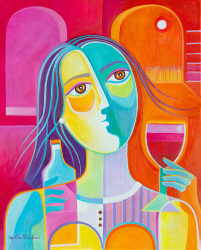 Woman Sommelier van Marlina Vera, Schilderij te koop op Singulart