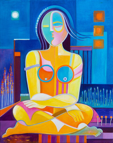 Peaceful Woman at Night van Marlina Vera, Schilderij te koop op Singulart