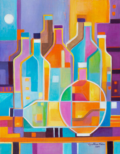 Cubist Wine # 17 di Marlina Vera, Pittura in vendita su Singulart