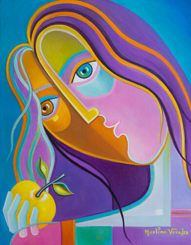 Eva con sus Dos Manzanas di Marlina Vera, Pittura in vendita su Singulart