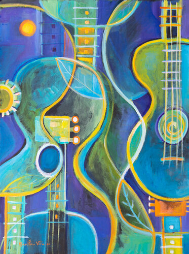 Summer Guitars van Marlina Vera, Werk op papier te koop op Singulart