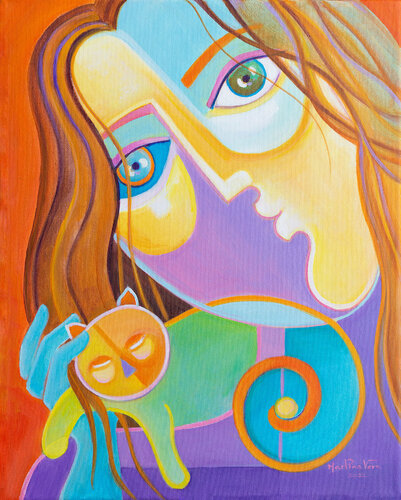 Cat Lover #5 di Marlina Vera, Pittura in vendita su Singulart