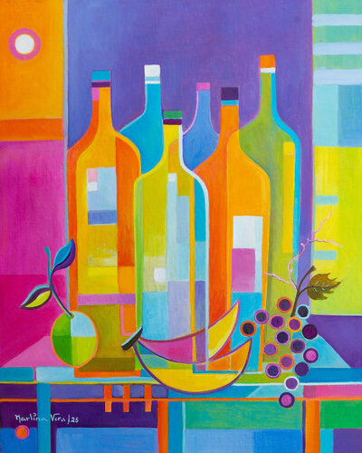 Wine and Fruits #7 van Marlina Vera, Schilderij te koop op Singulart