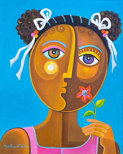 Girl with Flower #6 par Marlina Vera, Peinture en vente sur Singulart