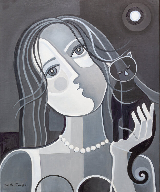 Woman with a Black Cat #2 Marlina Vera