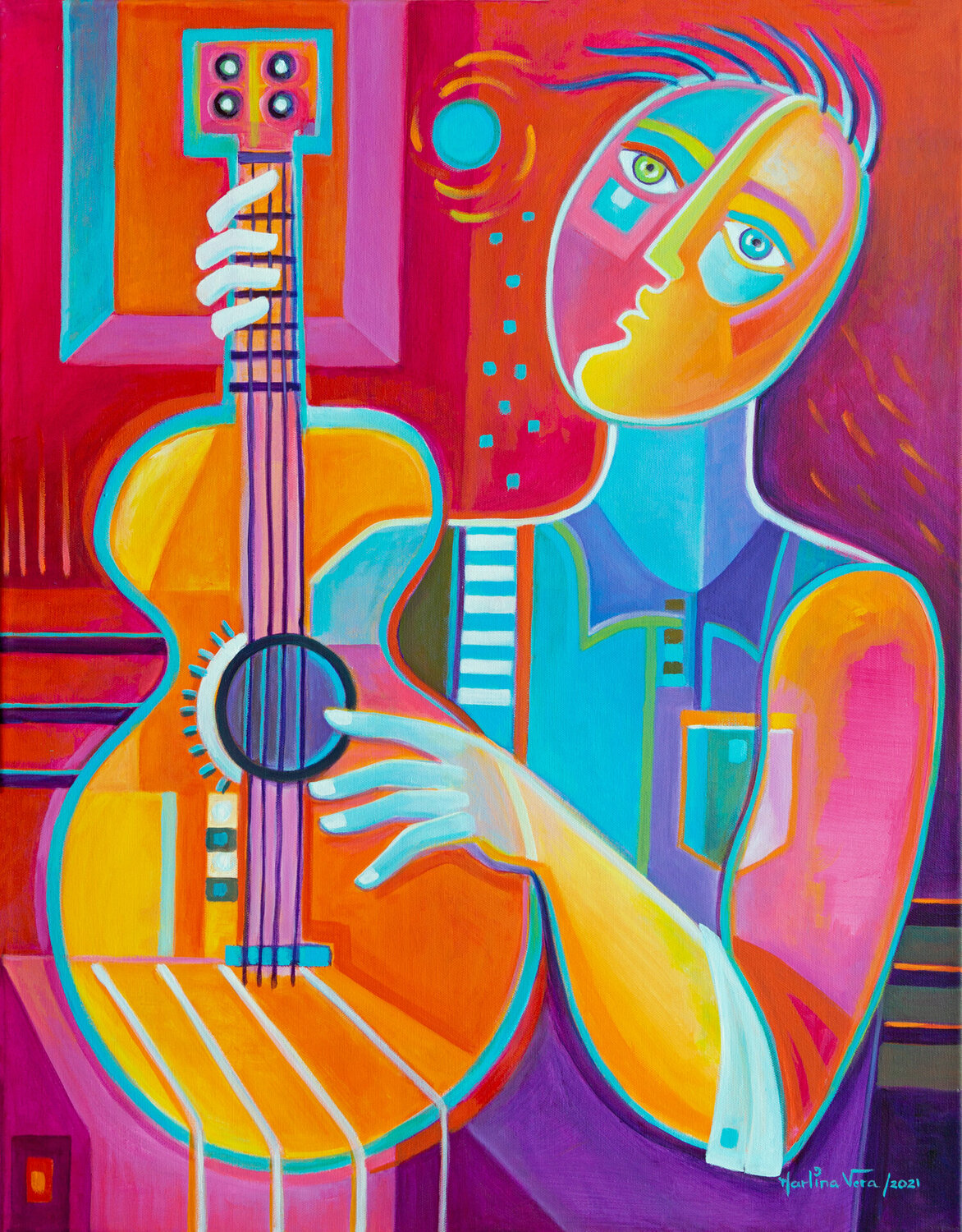 Guitarist Under a Blue Moon Marlina Vera