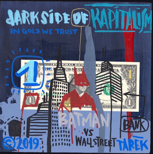Batman vs Wall Street by Tarek Ben Yakhlef, Painting for Sale on Singulart