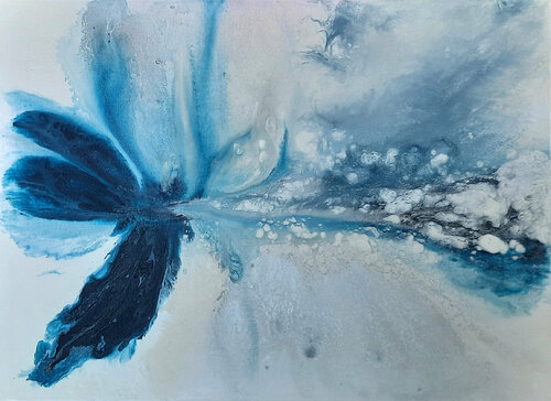 Blue Damselfly par Rina Ritzi, Peinture en vente sur Singulart