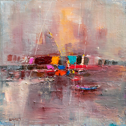 Boat At Summer Sunset by Kamen Trifonov, Painting for Sale on Singulart