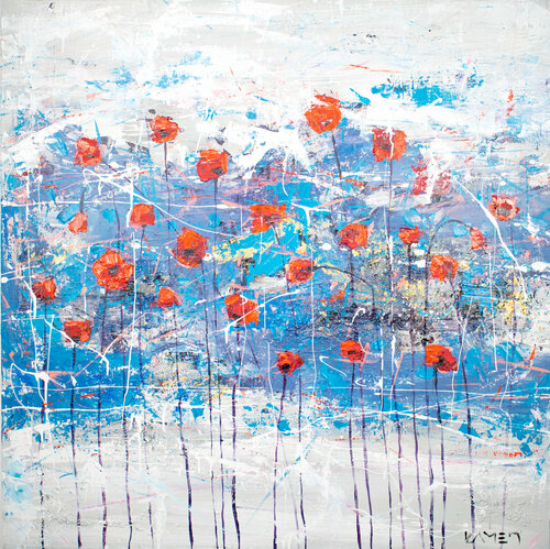 Poppies at Dusk 2 van Kamen Trifonov, Schilderij te koop op Singulart