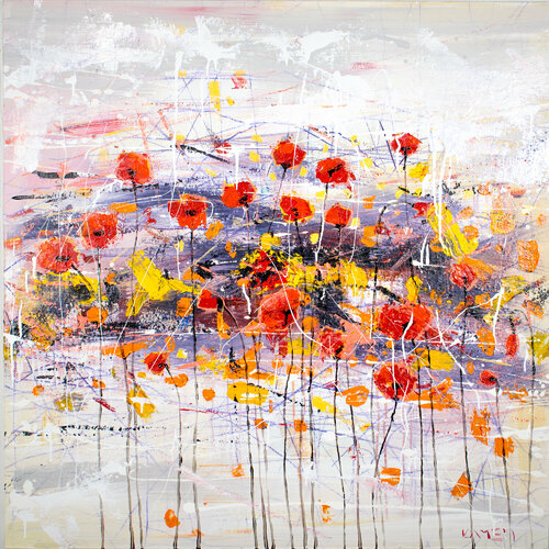 Poppies at Dusk 1 van Kamen Trifonov, Schilderij te koop op Singulart