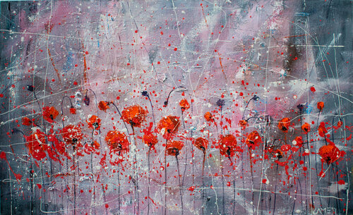 Poppies at Dusk 4 van Kamen Trifonov, Schilderij te koop op Singulart