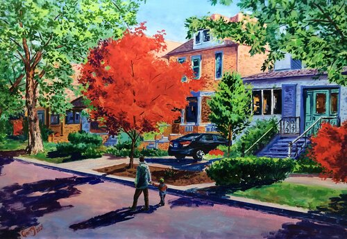 Autumn landscape 10. Chicago autumn. van Garry Arzumanyan, Schilderij te koop op Singulart