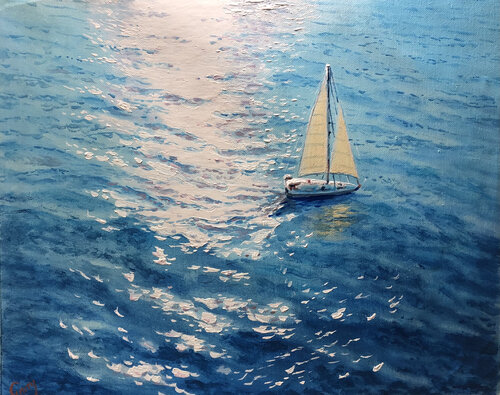 Seascape with sailboat 33 by Garry Arzumanyan, Painting for Sale on Singulart