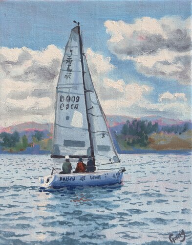 Seascape with sailboats 51 von Garry Arzumanyan, Malerei kaufen auf Singulart