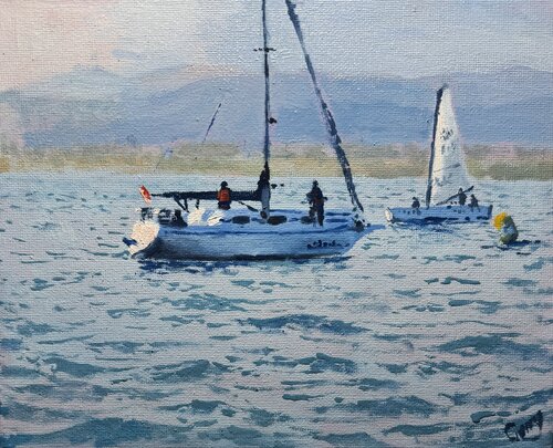 Seascape with sailboats 52 by Garry Arzumanyan, Painting for Sale on Singulart