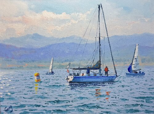 Seascape with sailboats 53 by Garry Arzumanyan, Painting for Sale on Singulart