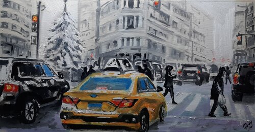 Winter cityscape van Garry Arzumanyan, Schilderij te koop op Singulart